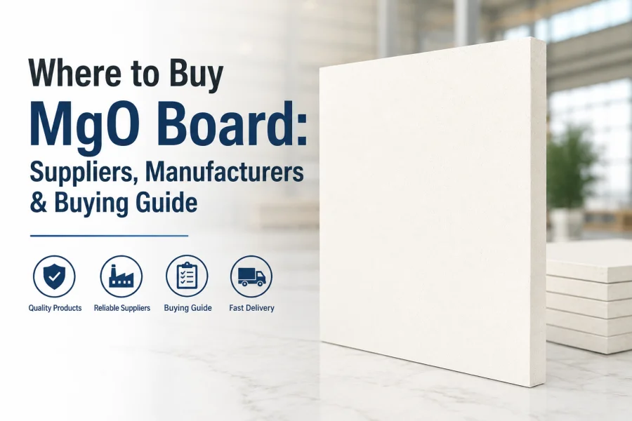 White MgO board displayed in a modern setting, illustrating where to buy magnesium oxide board from reliable suppliers and manufacturers.