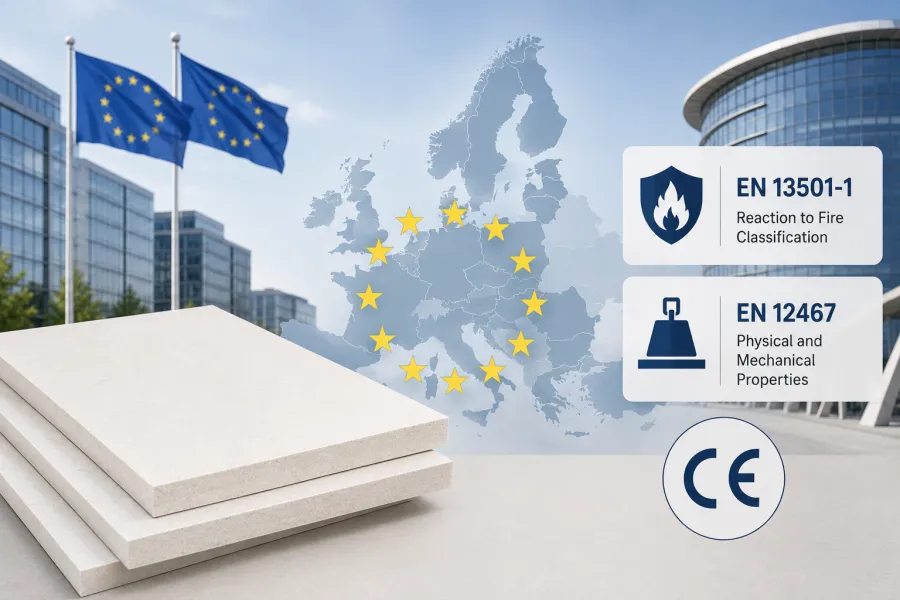 White magnesium oxide boards with European EN standards and CE marking