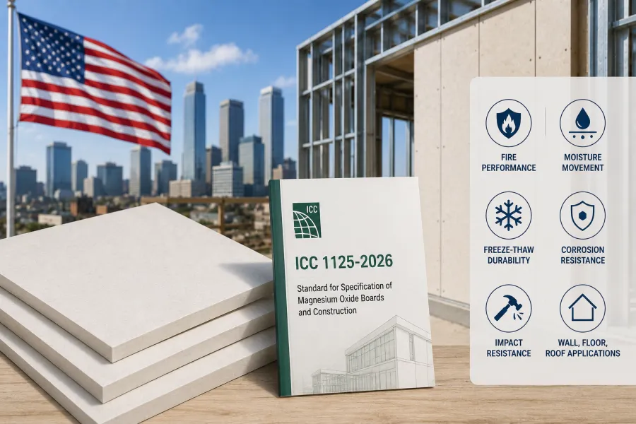 MgO boards in the USA with ICC 1125-2026 construction standard