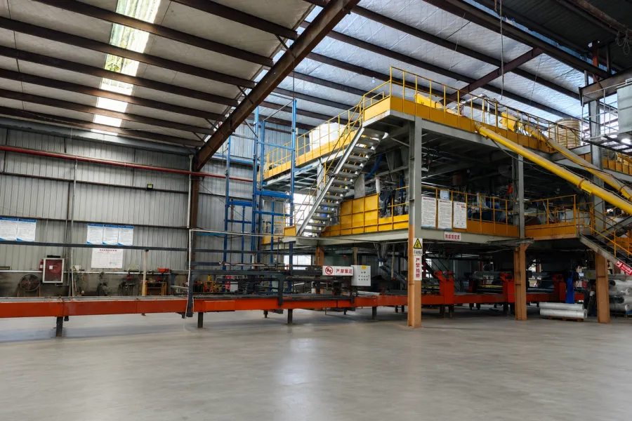 Advanced magnesium oxide board production line with automated manufacturing equipment and large-scale production capacity at Suparna factory.