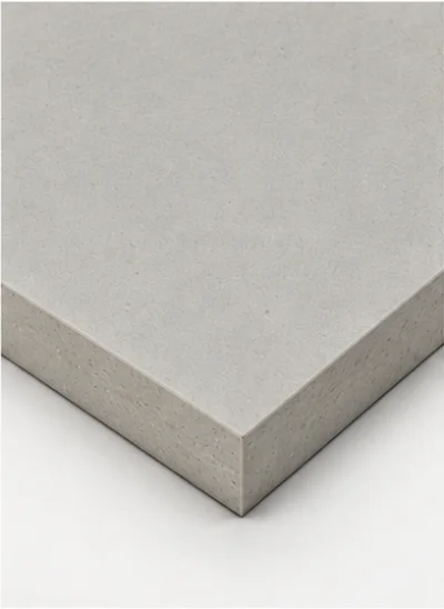 Gray magnesium oxide (MgO) board featuring a smooth matte finish and light mineral texture.